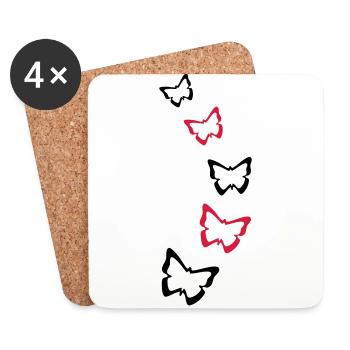 Butterflies - Coasters (set of 4) - white - Front