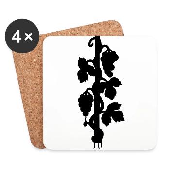 Silhouette Baies Reebe Raisin Idée de cadeau - Dessous de verre (lot de 4) - blanc - Devant