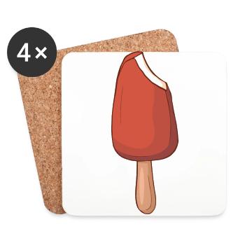 Crème glacée, crème glacée, crème glacée, crème glacée, boule, crème glacée, sundae - Dessous de verre (lot de 4) - blanc - Devant