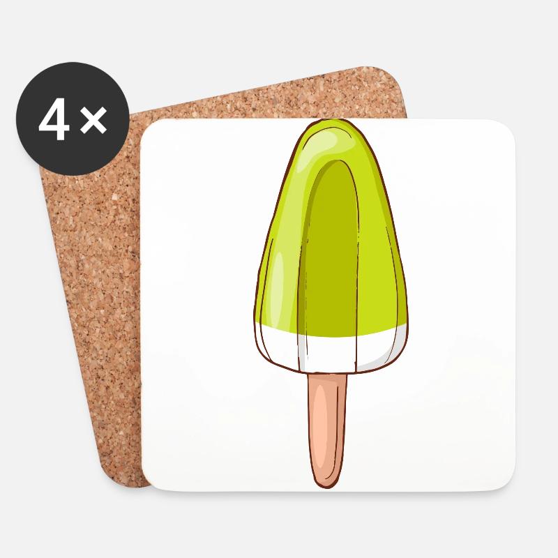 Eis Speiseeis Eiskrem Eiscreme Kugeleis Eisbecher - Untersetzer (4er-Set) - Weiß