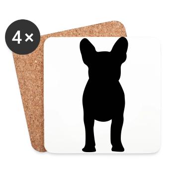 Französische Bulldogge - Untersetzer (4er-Set) - Weiß - Vorne