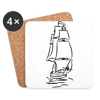 schiff - Untersetzer (4er-Set) - Weiß - Vorne