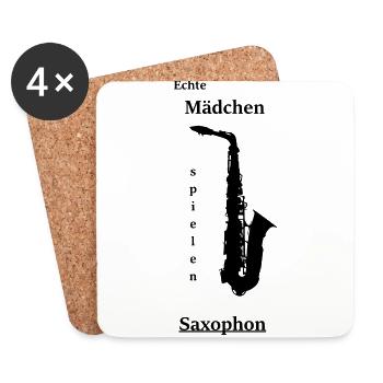 Saxofon Instrument Hobby Geschenk Frauen - Untersetzer (4er-Set) - Weiß - Vorne