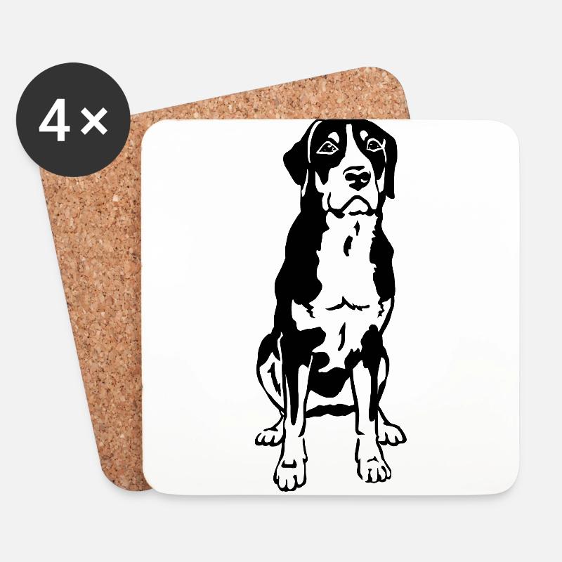 Sennenhund - Untersetzer (4er-Set) - Weiß