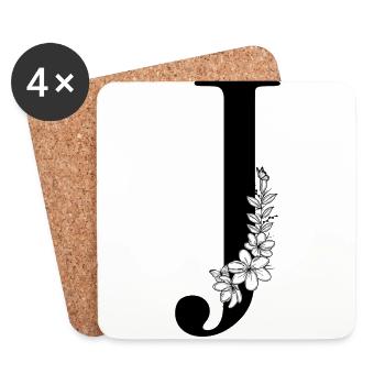 Lettre J - Dessous de verre (lot de 4) - blanc - Devant