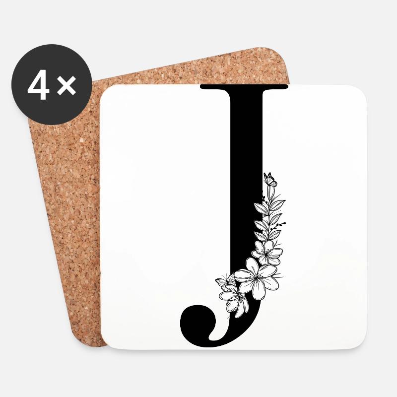 Buchstabe J - Untersetzer (4er-Set) - Weiß