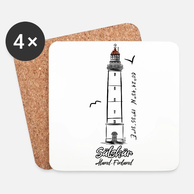 SÄLSKÄR LIGHTHOUSE, T-SHIRTS, LIGHTHOUSE PRODUKTE, GIFTS - Untersetzer (4er-Set) - Weiß