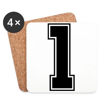 1 Zahl Trikot - Untersetzer (4er-Set) - Weiß - Vorne