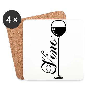 Verre de symbole de vin - Dessous de verre (lot de 4) - blanc - Devant