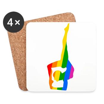 Colorful yoga in flexible pose - Coasters (set of 4) - white - Front