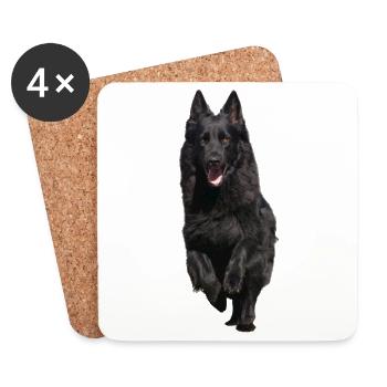 schwarzer Schäferhund Front - Untersetzer (4er-Set) - Weiß - Vorne