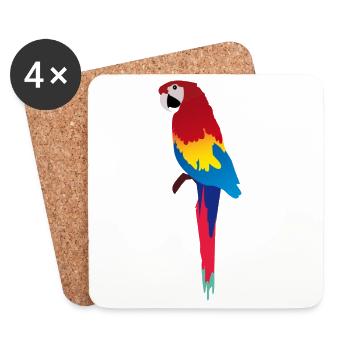 Bunter Papagei Print auf Kleidung - Untersetzer (4er-Set) - Weiß - Vorne
