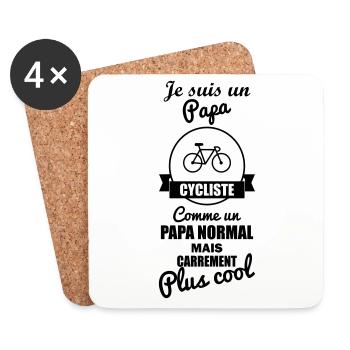 Papa cycliste plus cool, fête des pères, cyclisme - Dessous de verre (lot de 4) - blanc - Devant