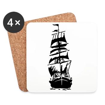 Schiff - Untersetzer (4er-Set) - Weiß - Vorne