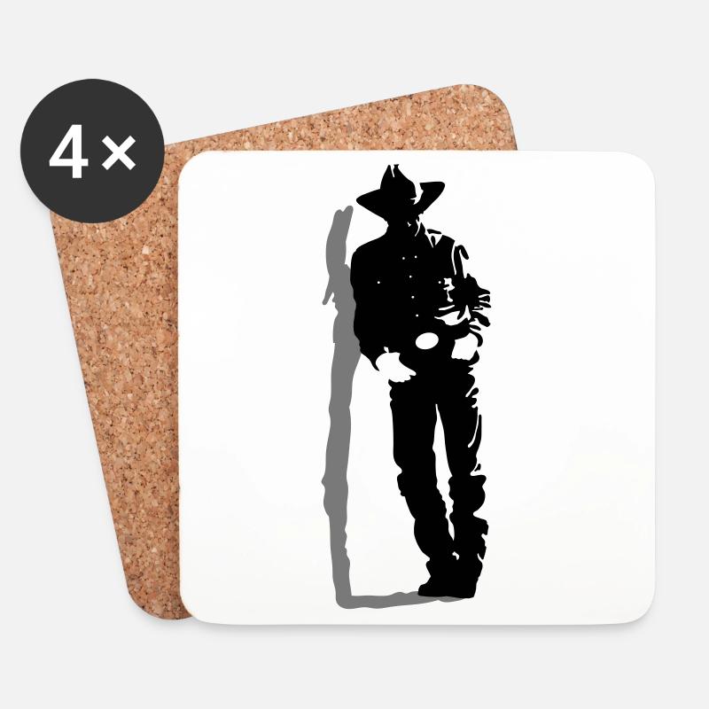 Cowboy - Untersetzer (4er-Set) - Weiß