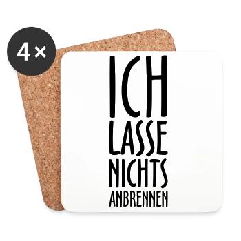ICH LASSE NICHTS ANBRENNEN Grill und Koch Design - Untersetzer (4er-Set) - Weiß - Vorne