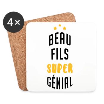 belle-fille / beau-fils / beau fils / belle fille - Dessous de verre (lot de 4) - blanc - Devant