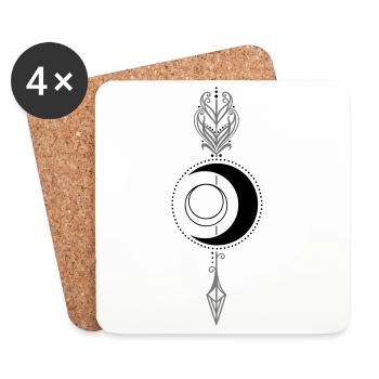 Lune avec flèche Déesse Diana Déesse de la lune - Dessous de verre (lot de 4) - blanc - Devant
