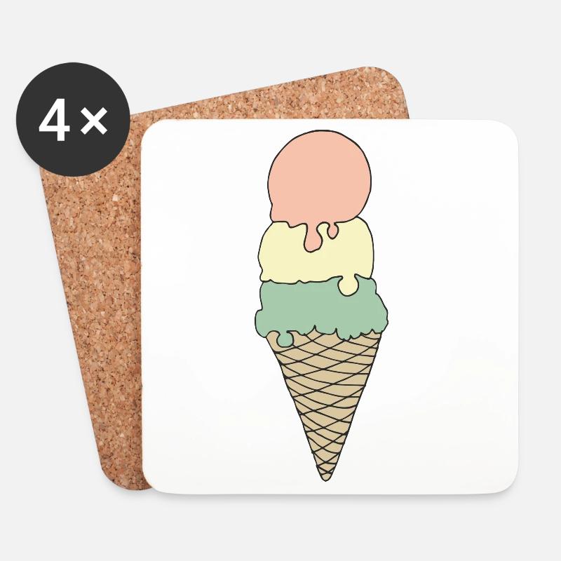 Pastellfarbenes Eis-Design für Sommermode - Untersetzer (4er-Set) - Weiß