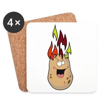 Hot potato fiery Fried potato kitchen Vegetables - Coasters (set of 4) - white - Front