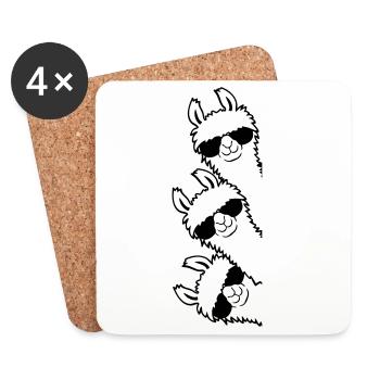 Freunde Lama Team - Untersetzer (4er-Set) - Weiß - Vorne