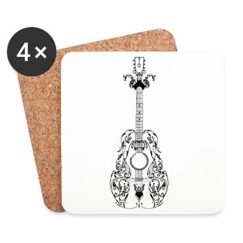 Guitare Guitariste Idée Cadeau - Dessous de verre (lot de 4) - blanc - Devant