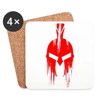 Sparta Helmet Red - Coasters (set of 4) - white - Front