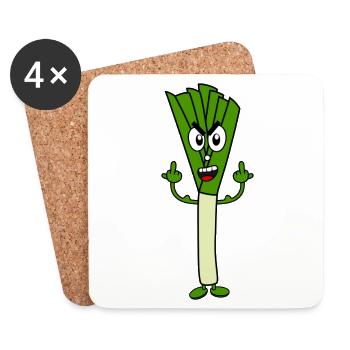 Funny leeks with muscles - Coasters (set of 4) - white - Front