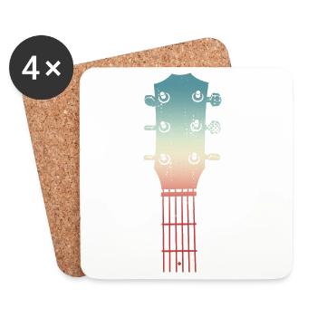 Croquis d’une tête de guitare - Dessous de verre (lot de 4) - blanc - Devant