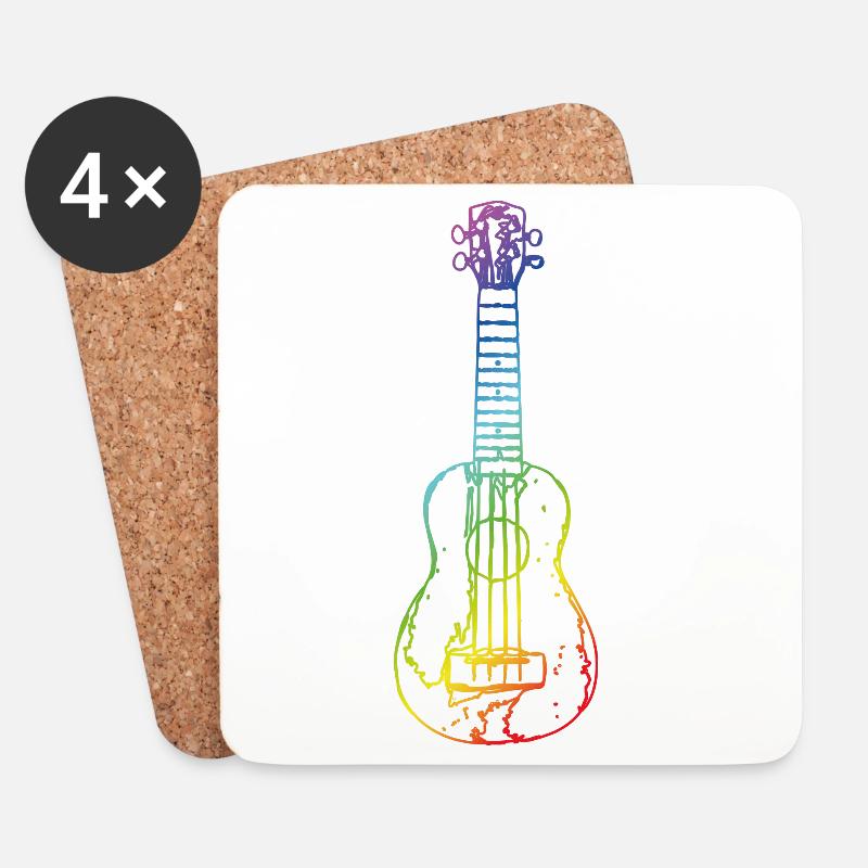Ukulele im Vintage-Stil - Untersetzer (4er-Set) - Weiß