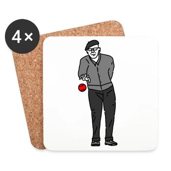 Joueur de pétanque droitier - Dessous de verre (lot de 4) - blanc - Devant
