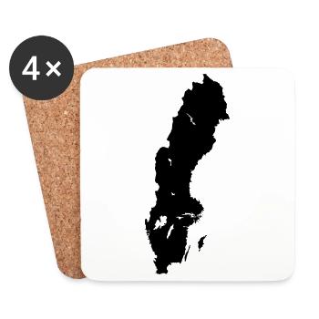 Sweden Map Outline Holiday Stickers Black - Coasters (set of 4) - white - Front