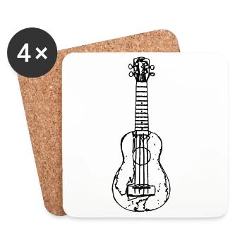 Ukulele Skizze - Untersetzer (4er-Set) - Weiß - Vorne