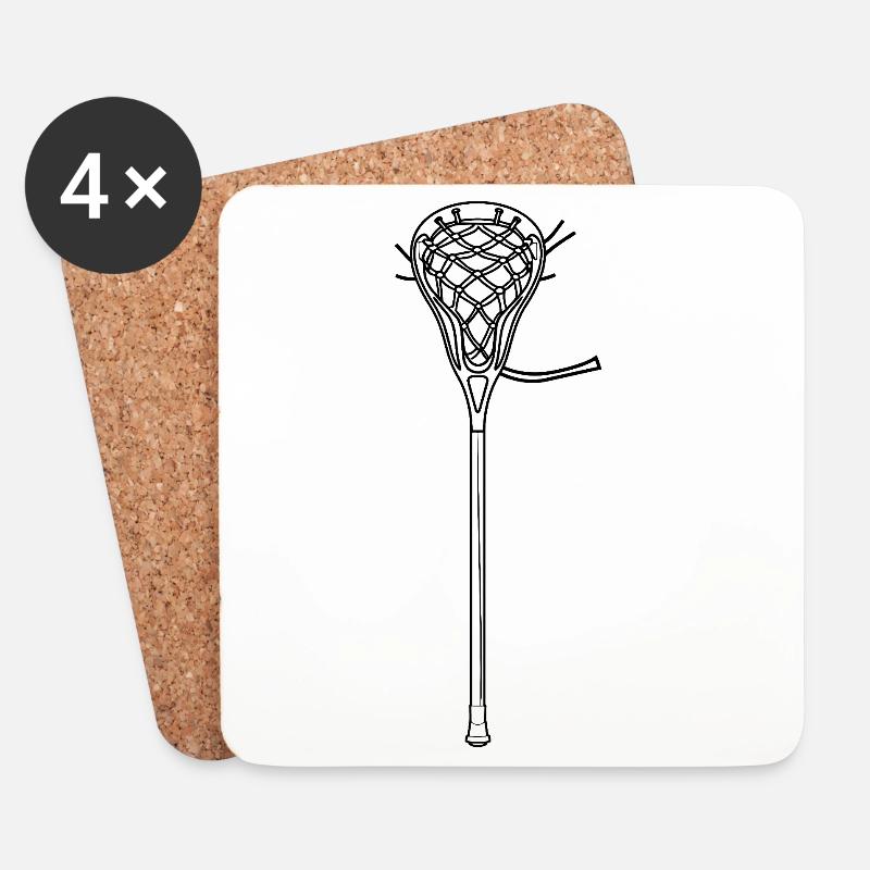 Lacrosse Schläger - Untersetzer (4er-Set) - Weiß