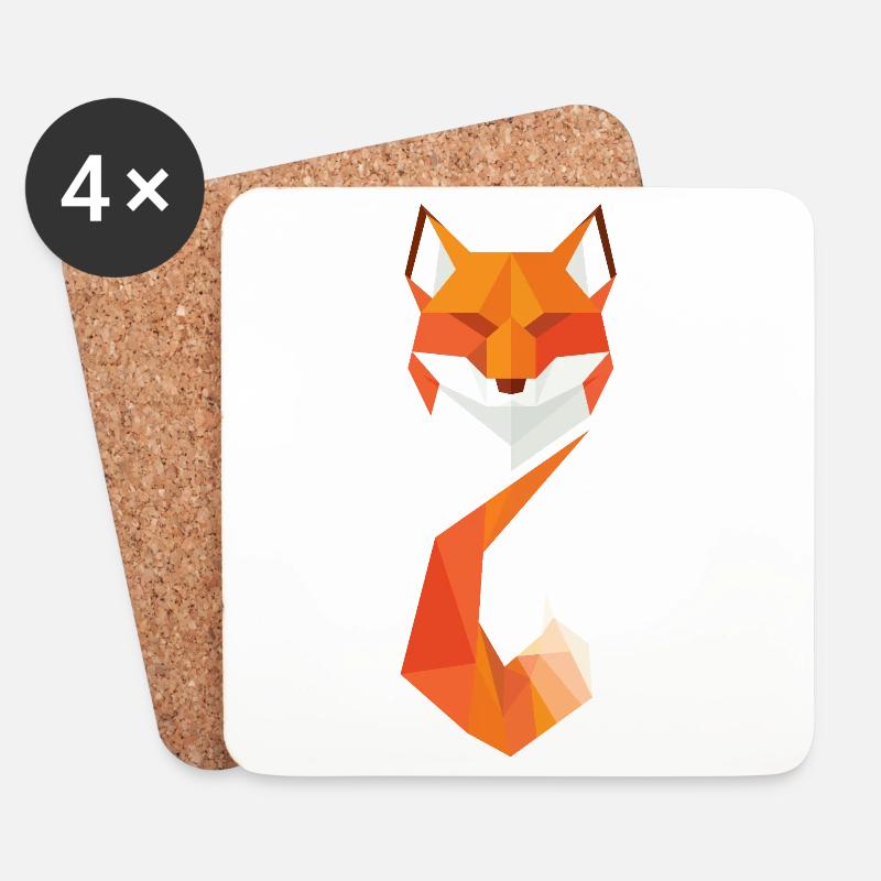 Modern Geometric Fox - Coasters (set of 4) - white