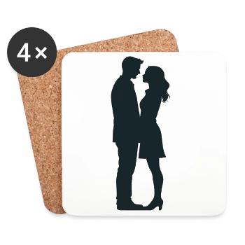 Couple - Cool Silhouette Logo - Dessous de verre (lot de 4) - blanc - Devant