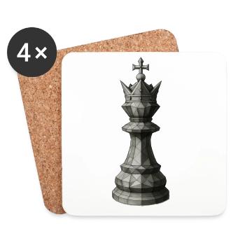 Roi des échecs – Illustration géométrique sombre - Dessous de verre (lot de 4) - blanc - Devant