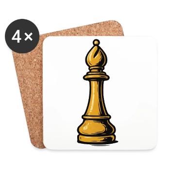 Goldener Läufer Schach-Icon - Untersetzer (4er-Set) - Weiß - Vorne