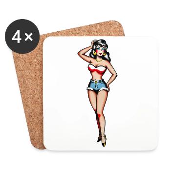 Classic Tattoo Pin-Up Girl - Coasters (set of 4) - white - Front