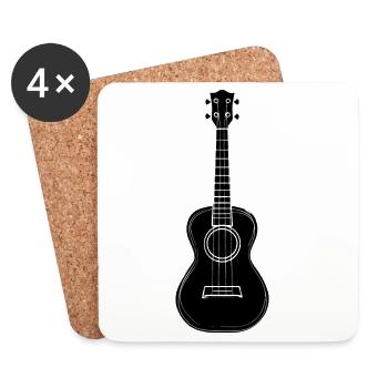 Ukulele Skizze - Untersetzer (4er-Set) - Weiß - Vorne