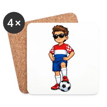 Soccer Boy Croatia Fan Croatian Flag - Coasters (set of 4) - white - Front