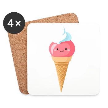 Pastell-Eis mit Lächeln - Untersetzer (4er-Set) - Weiß - Vorne