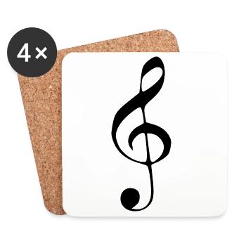 Clé de musique Note note de musique noire - Dessous de verre (lot de 4) - blanc - Devant