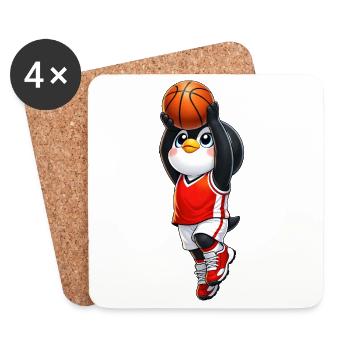 Cute Penguin Basketball Player Cartoon Sportsman - Coasters (set of 4) - white - Front