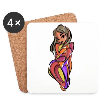 Abstract Woman in Color Game - Coasters (set of 4) - white - Front