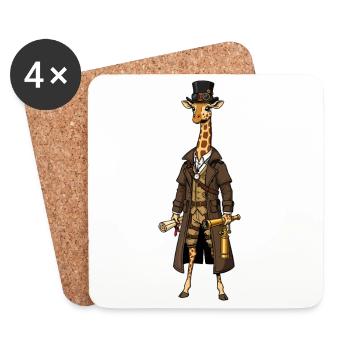 Giraffe Explorer Steampunk Chic Zylinder - Untersetzer (4er-Set) - Weiß - Vorne