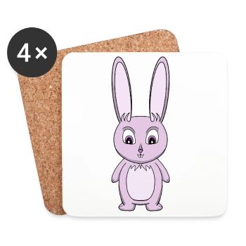 Lavender Bunny Cartoon - Untersetzer (4er-Set) - Weiß - Vorne
