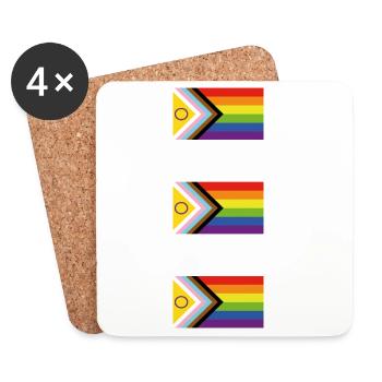 Progrès Inclusive Fierté Drapeau Arc-en-ciel LGBTQ+ - Dessous de verre (lot de 4) - blanc - Devant