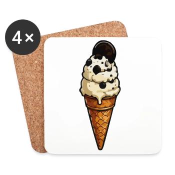 Glace Glace en corne gaufrée - Dessous de verre (lot de 4) - blanc - Devant