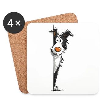 Peeking collie design - Coasters (set of 4) - white - Front